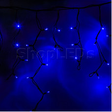 Гирлянда Айсикл (бахрома) светодиодный, 5,6 х 0,9 м, с эффектом мерцания,черный провод "КАУЧУК", 220В, диоды синие, NEON-NIGHT