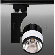 Трековый светодиодный светильник Track-47 (220V, черно-белый корпус, 30W, однофазный ) (теплый белый 3000K)